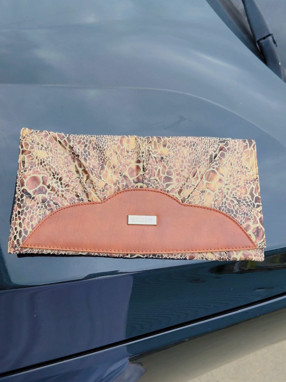 Miche Purple and Red Croc-Embossed Clutches with Animal Print Accent - Picture 6 of 8